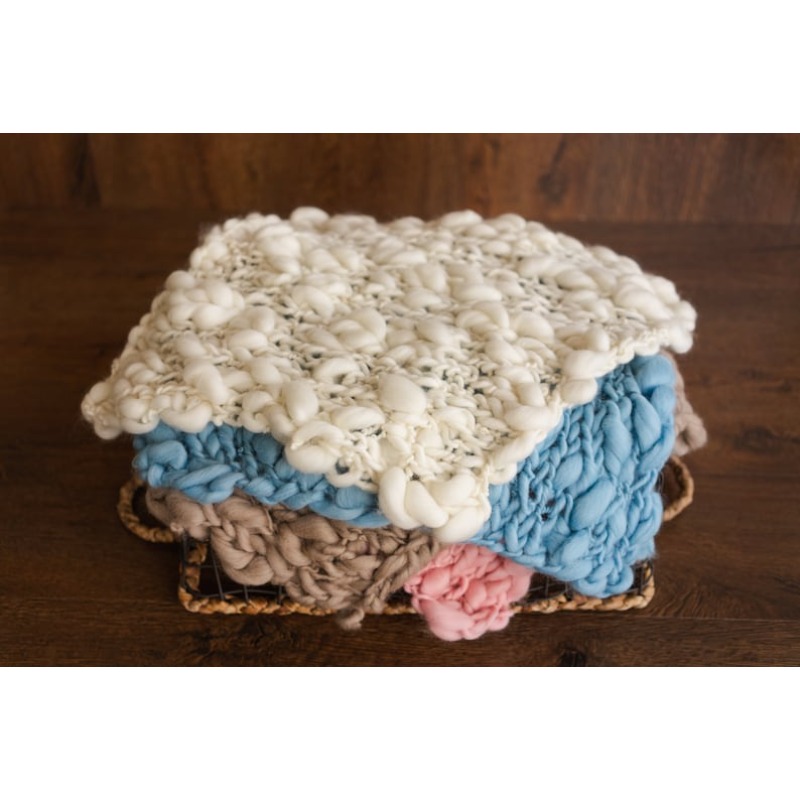 Baby Swaddle Blanket - ผ้าห่มเด็กทารกถักไหมเมอริโนเนื้อหนา - ผ้าขนสัตว์ถักเปียสำหรับถ่ายภาพเด็กแรกเกิด ใช้สำหรับห่อตัวและตกแต่งห้องเด็กอ่อน อุปกรณ์ประกอบฉากถ่ายภาพเด็กแรกเกิด