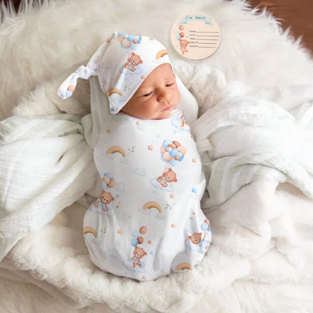 Baby Swaddle Blanket - Ylsteed ผ้าห่อตัวเด็กและชุดผ้าคาดศีรษะ ผ้าห่อตัวเด็กแรกเกิดแบบนุ่มสำหรับเด็กหญิงและเด็กชาย ผ้าห่อตัวสำหรับเด็กแรกเกิด-HD
